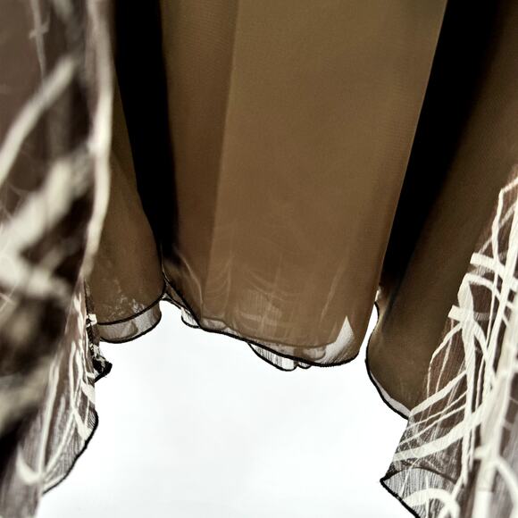 Chico's Skirt Womens Medium (28x24 ACTUAL) Brown Silk Gauzy Lined Flare - Picture 3 of 8